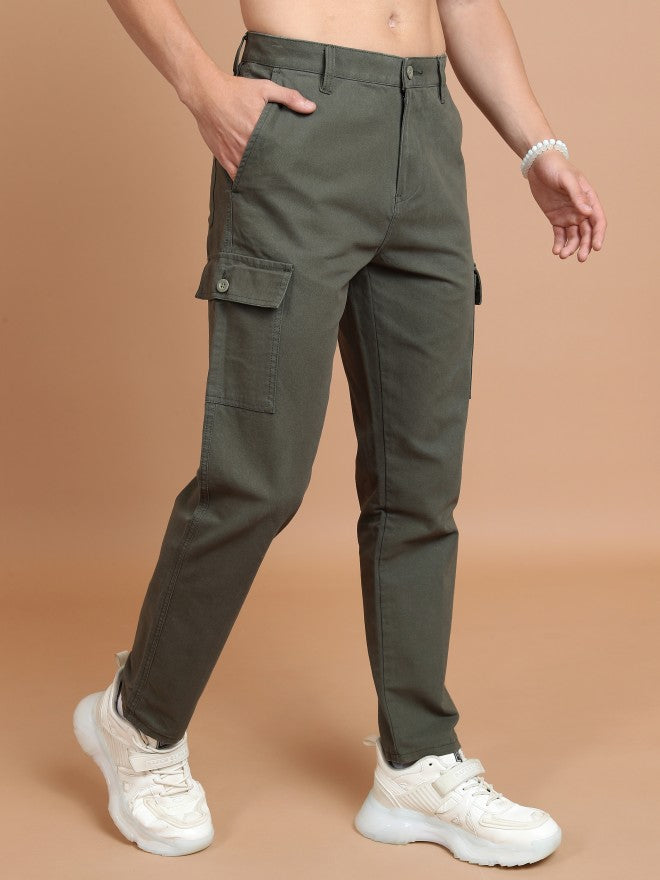 Purple By Highlander Men Olive Regular Fit Solid Cargo - Olive - Image 6