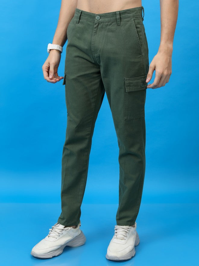 Highlander Men Olive Regular Fit Solid Cargo - Olive - Image 4