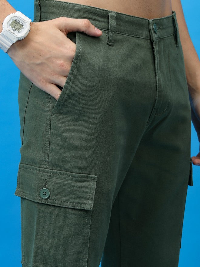 Highlander Men Olive Regular Fit Solid Cargo - Olive - Image 5
