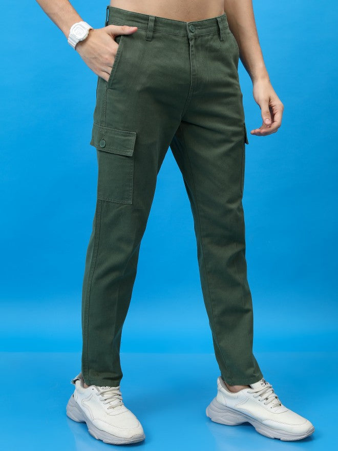 Highlander Men Olive Regular Fit Solid Cargo - Olive - Image 6