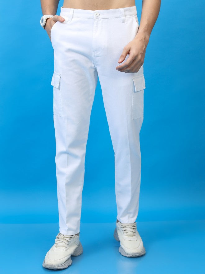 Highlander Men White Regular Fit Solid Cargo - White - Image 1
