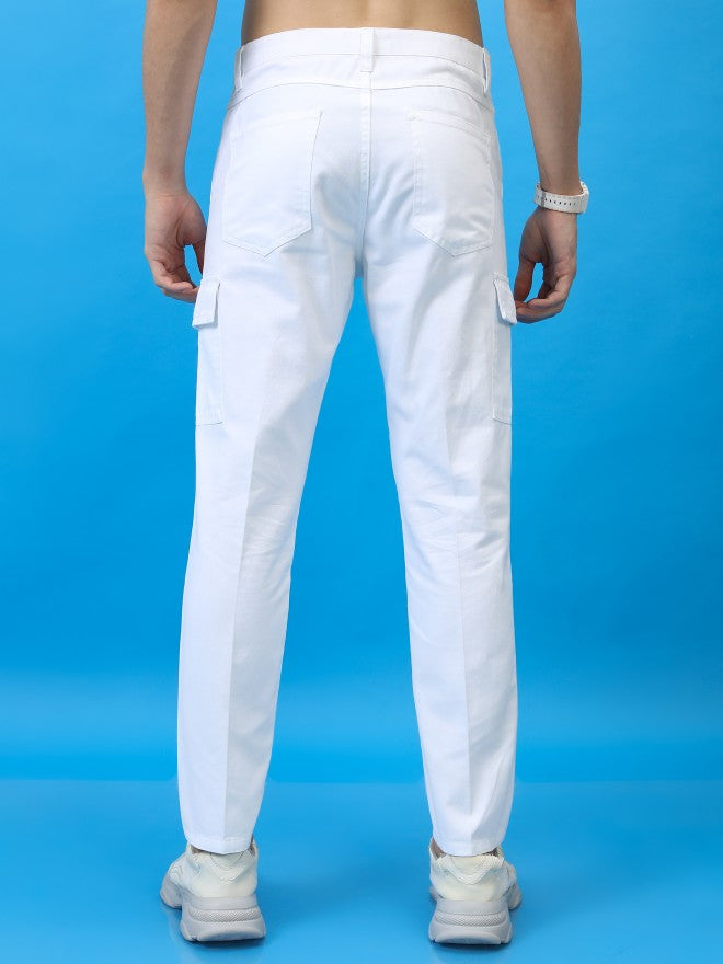 Highlander Men White Regular Fit Solid Cargo - White - Image 3