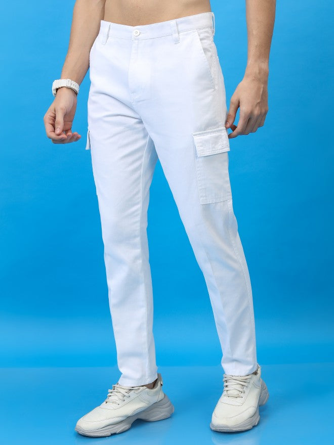 Highlander Men White Regular Fit Solid Cargo - White - Image 4