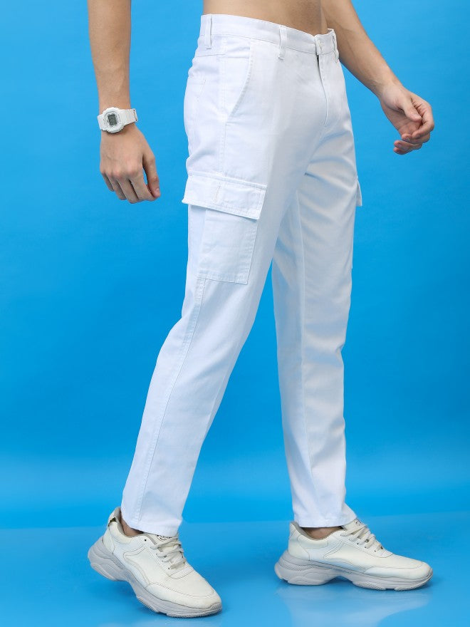 Highlander Men White Regular Fit Solid Cargo - White - Image 6