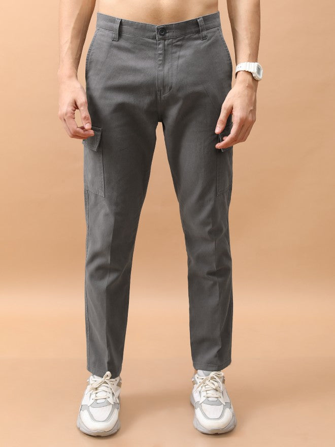 Purple By Highlander Men Grey Regular Fit Solid Cargo - Grey - Image 1