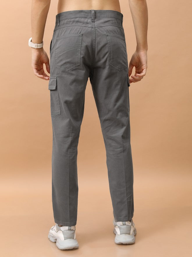 Purple By Highlander Men Grey Regular Fit Solid Cargo - Grey - Image 3