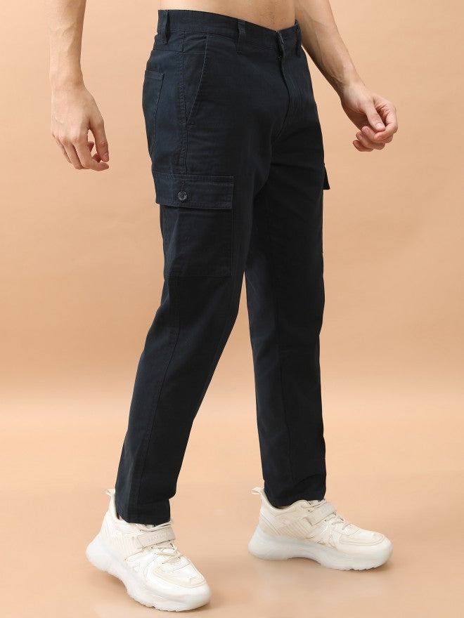 Highlander Men Navy Regular Fit Solid Cargo - Navy Blue - Image 6