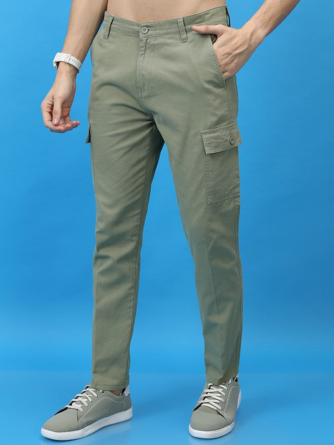 Purple By Highlander Men Olive Regular Fit Solid Cargo - Olive - Image 4