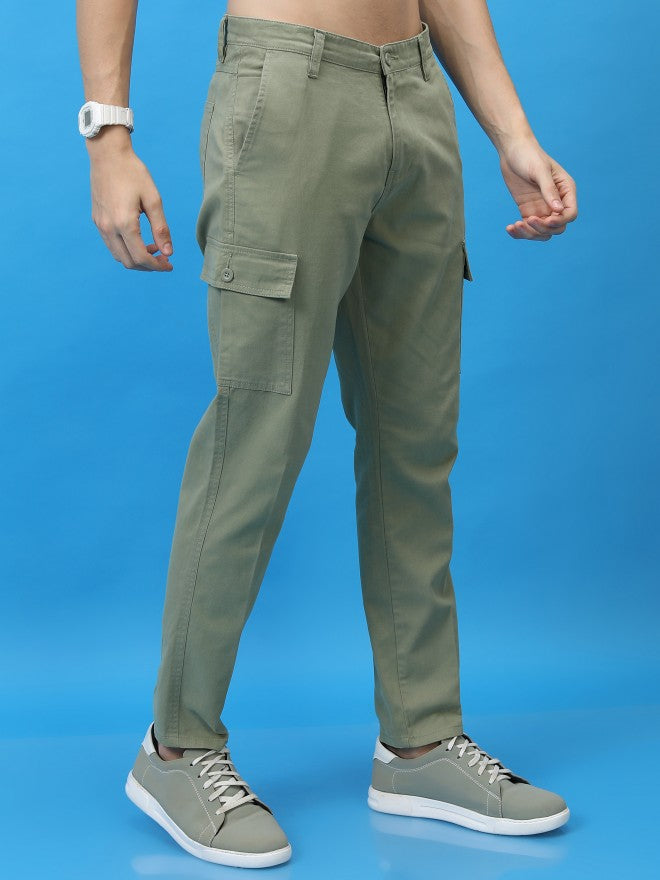 Purple By Highlander Men Olive Regular Fit Solid Cargo - Olive - Image 6