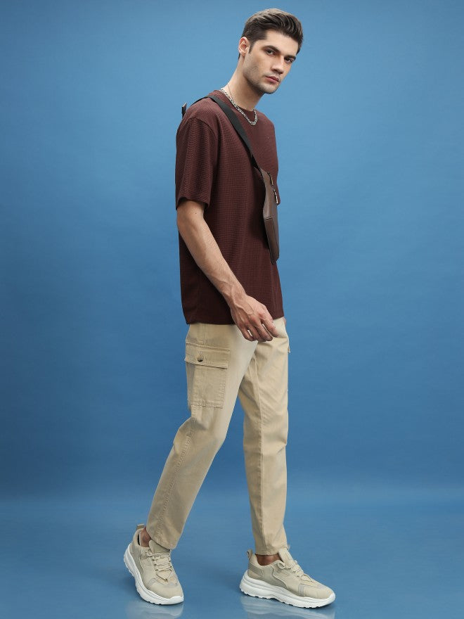 Highlander Men Beige Regular Fit Solid Cargos - Beige - Image 2