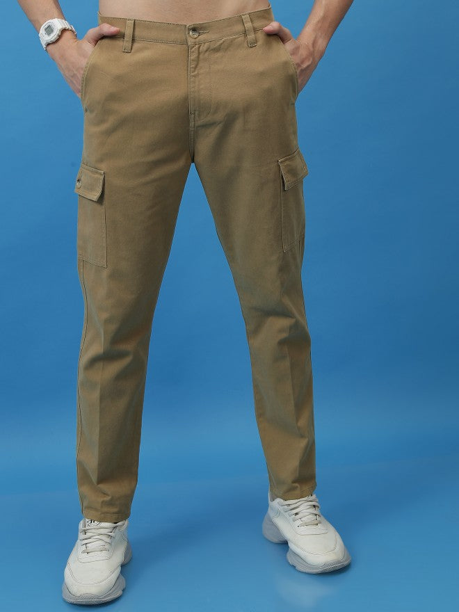 Highlander Men Khaki Regular Fit Solid Cargo - Brown - Image 1
