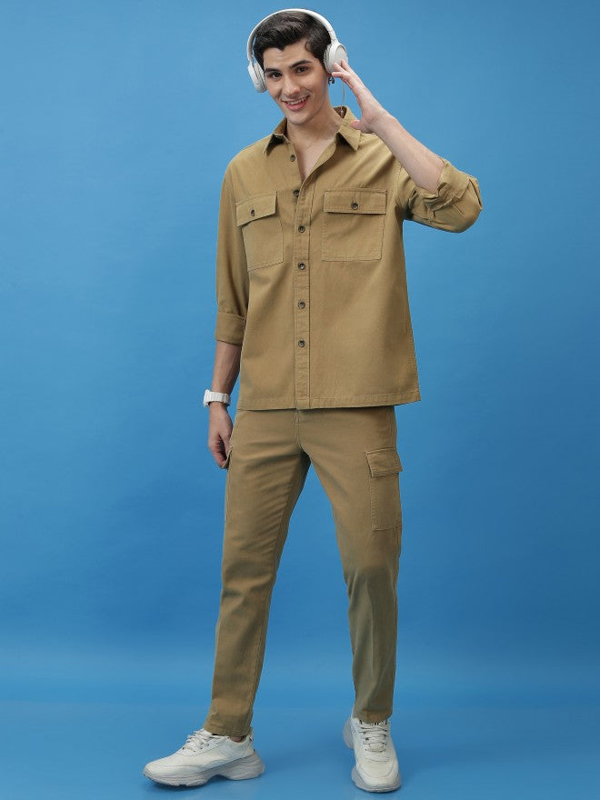 Highlander Men Khaki Regular Fit Solid Cargo - Brown - Image 2