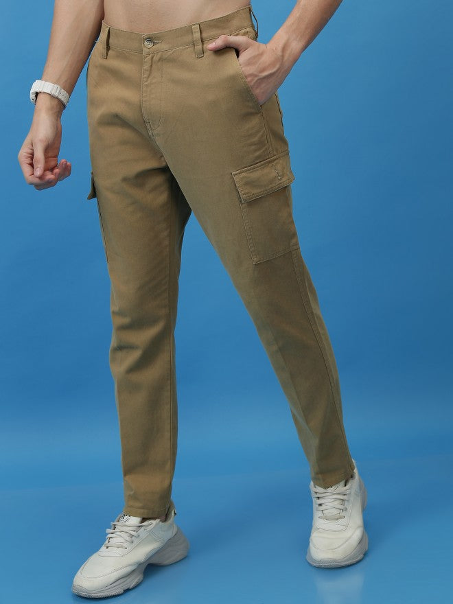 Highlander Men Khaki Regular Fit Solid Cargo - Brown - Image 4