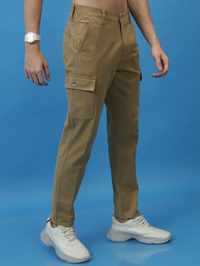 Highlander Men Khaki Regular Fit Solid Cargo - Brown - Image 6