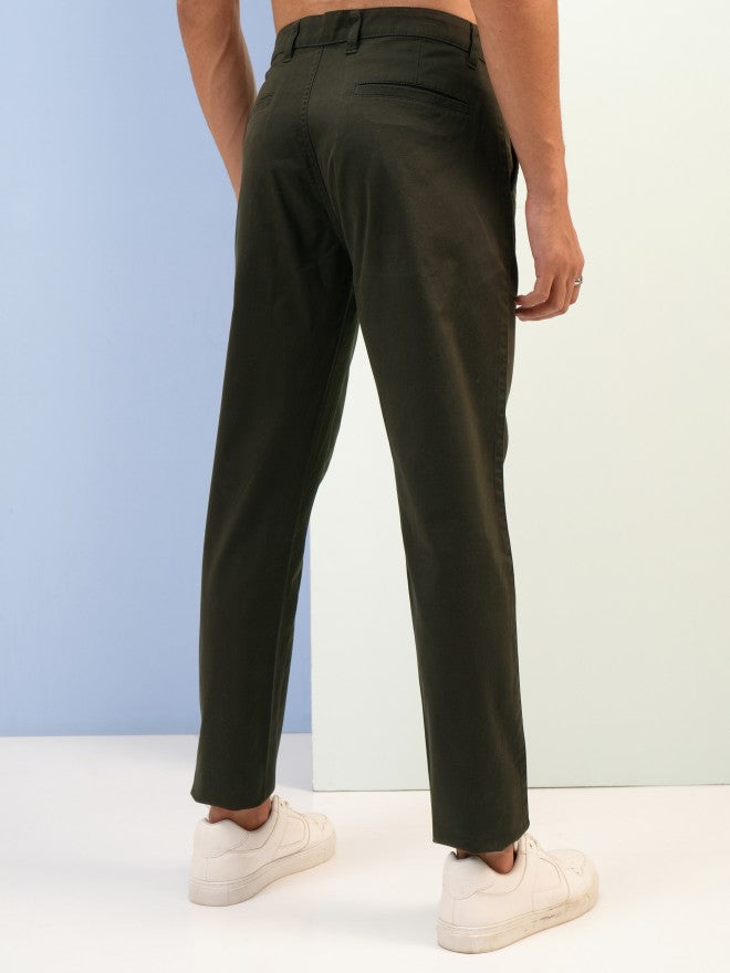 Highlander Men Green Tapered Fit Solid Chinos - Green - Image 3