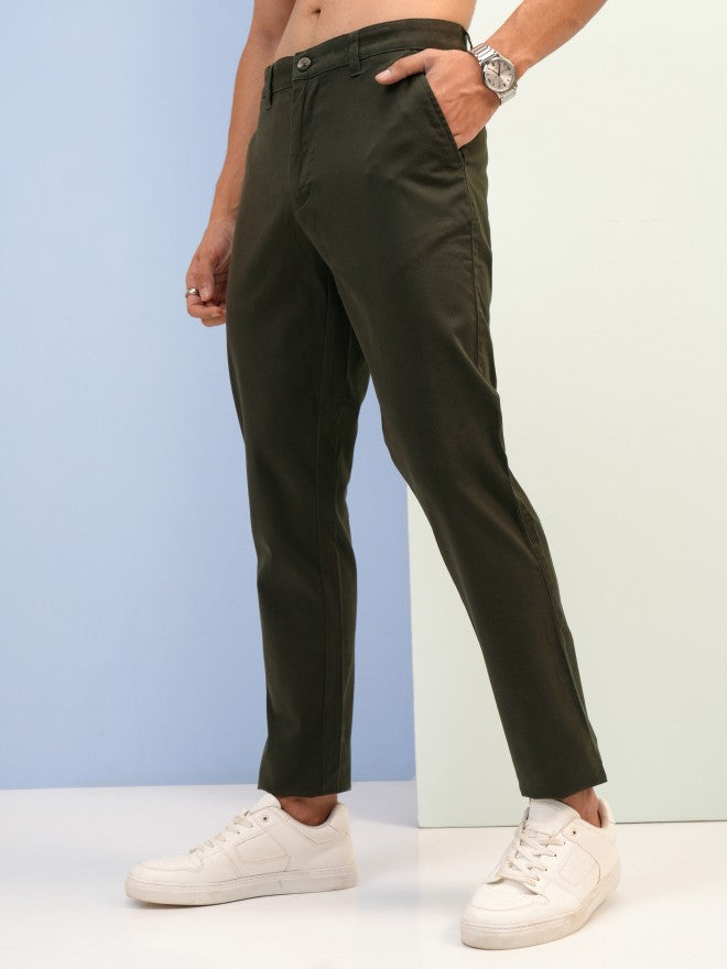 Highlander Men Green Tapered Fit Solid Chinos - Green - Image 4