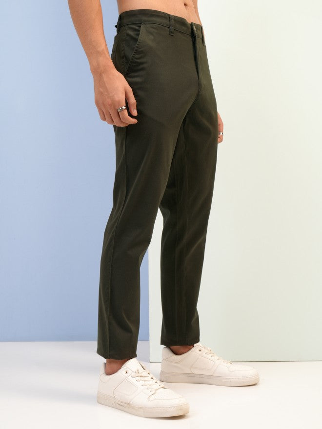 Highlander Men Green Tapered Fit Solid Chinos - Green - Image 6