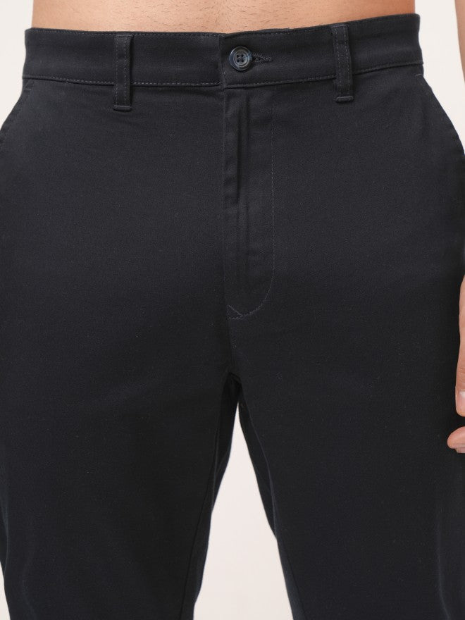 Purple By Highlander Men Navy Blue Tapered Fit Solid Chinos - Navy Blue - Image 5