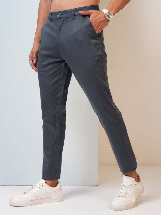 Highlander Men Blue Tapered Fit Solid Chinos - Blue - Image 4