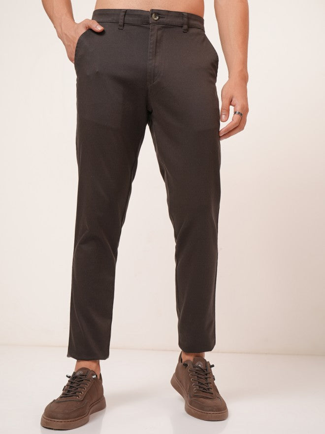 Highlander Men Brown Tapered Fit Solid Chinos - Brown - Image 1