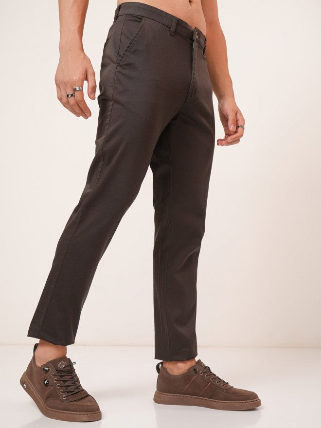 Highlander Men Brown Tapered Fit Solid Chinos - Brown - Image 6
