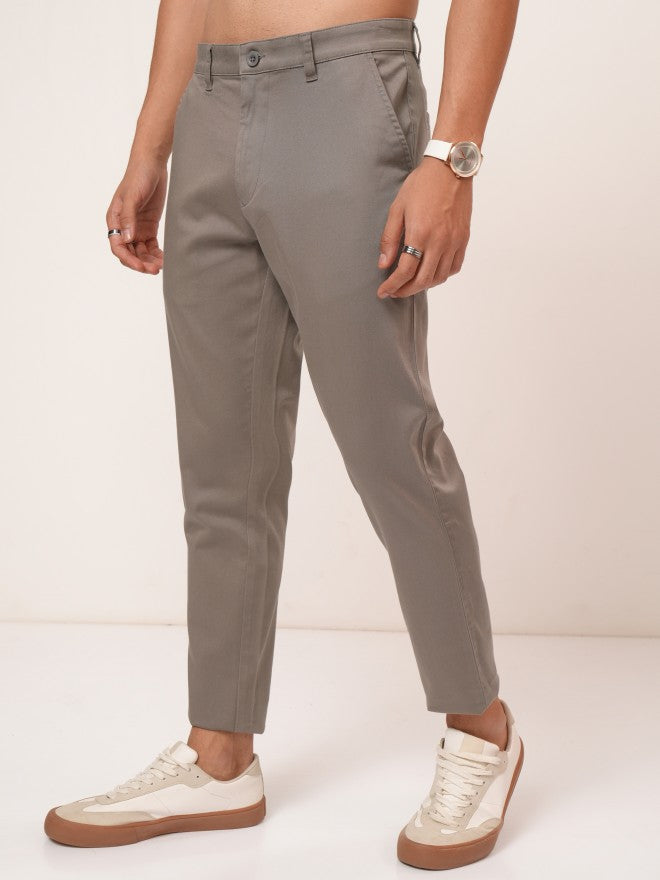 Purple By Highlander Men Taupe Tapered Fit Solid Chinos - Taupe - Image 4