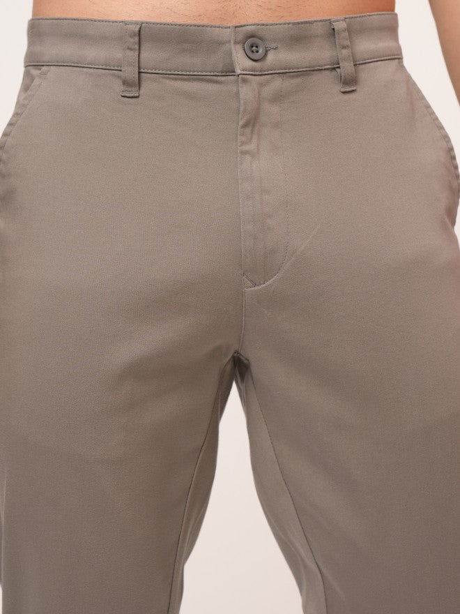 Purple By Highlander Men Taupe Tapered Fit Solid Chinos - Taupe - Image 5