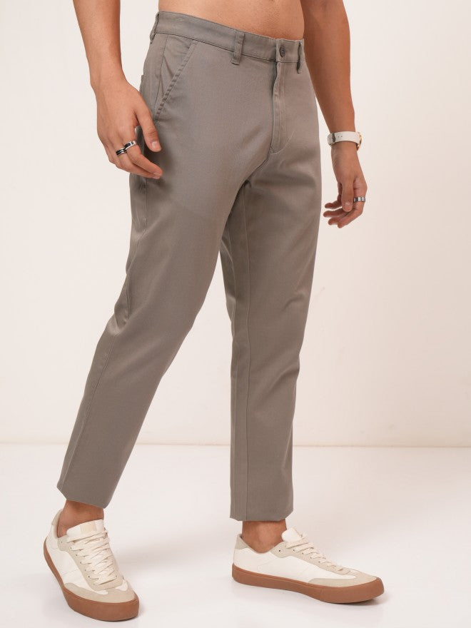 Purple By Highlander Men Taupe Tapered Fit Solid Chinos - Taupe - Image 6