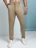 Purple By Highlander Men Beige Regular Fit Solid Chinos - Beige - Image 1