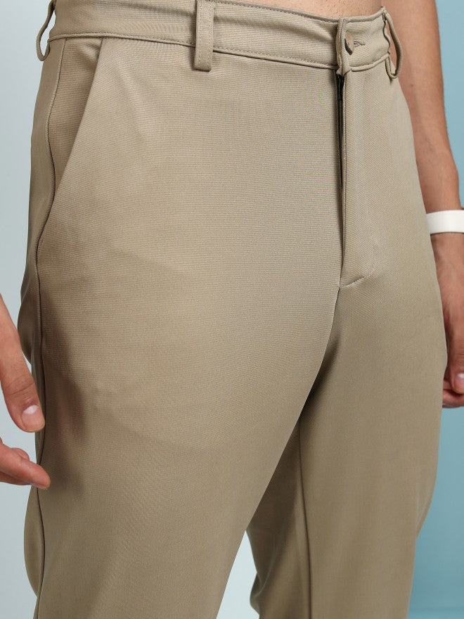 Purple By Highlander Men Beige Regular Fit Solid Chinos - Beige - Image 5