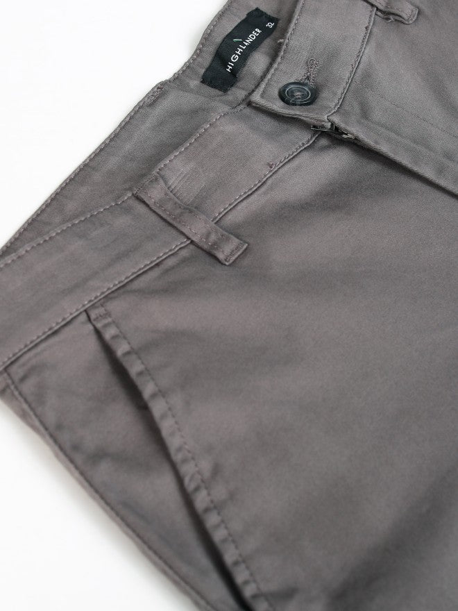 Purple By Highlander Men Grey Tapered Fit Solid Chinos - Grey - Image 7