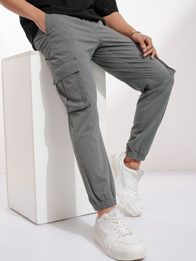 Highlander Men Grey Slim Fit Solid Joggers - Grey - Image 1