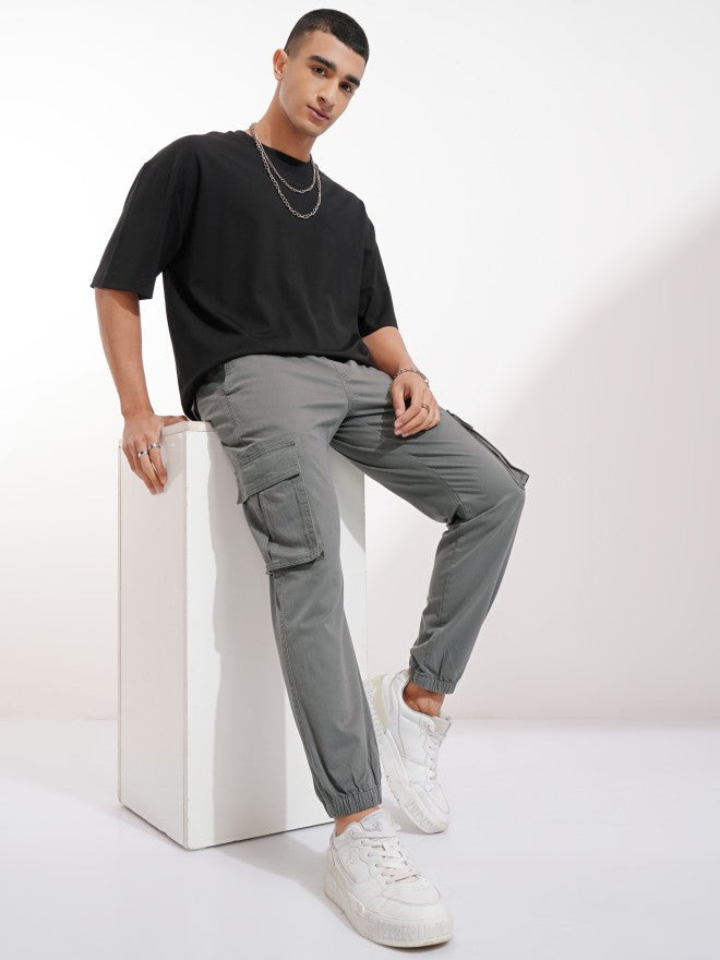 Highlander Men Grey Slim Fit Solid Joggers - Grey - Image 2