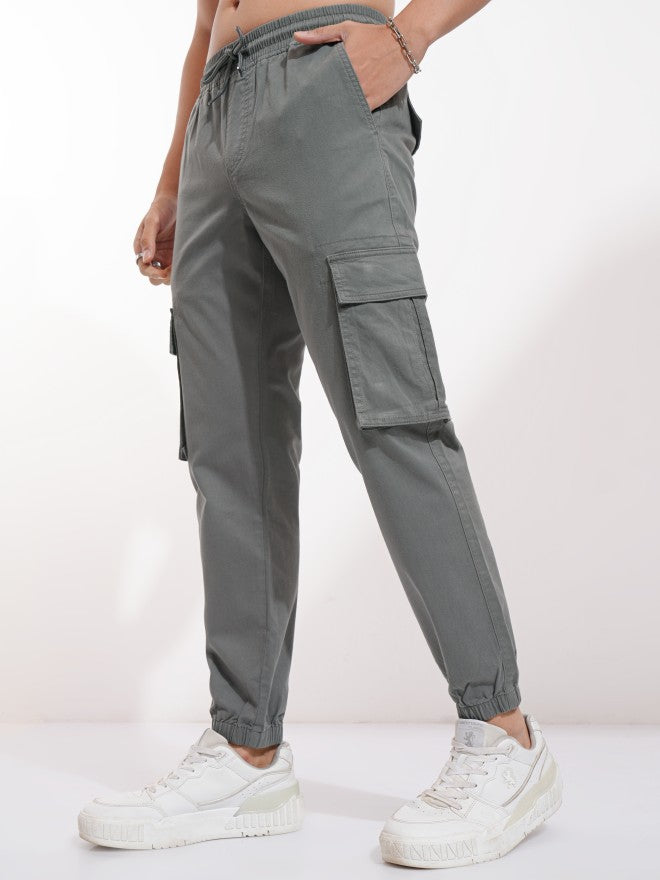 Highlander Men Grey Slim Fit Solid Joggers - Grey - Image 4