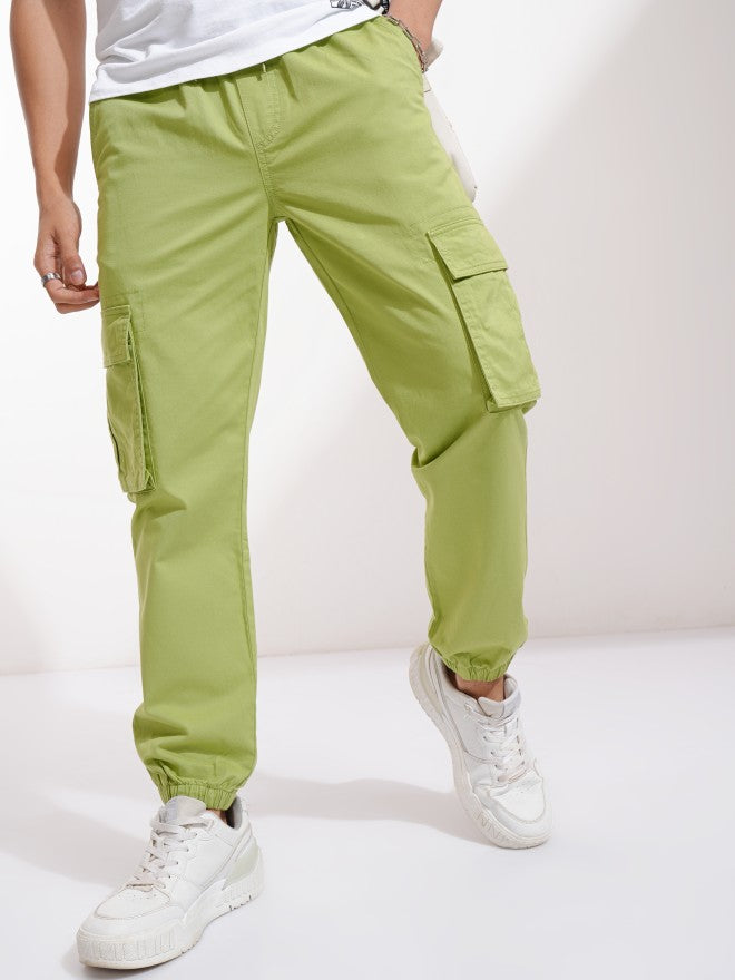 Highlander Men Green Slim Fit Solid Joggers - Green - Image 1