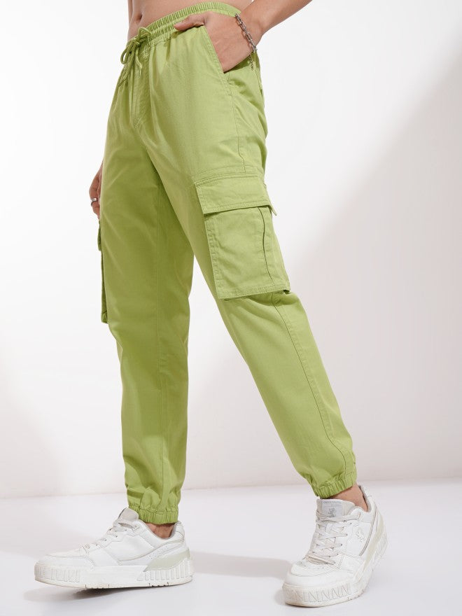 Highlander Men Green Slim Fit Solid Joggers - Green - Image 4