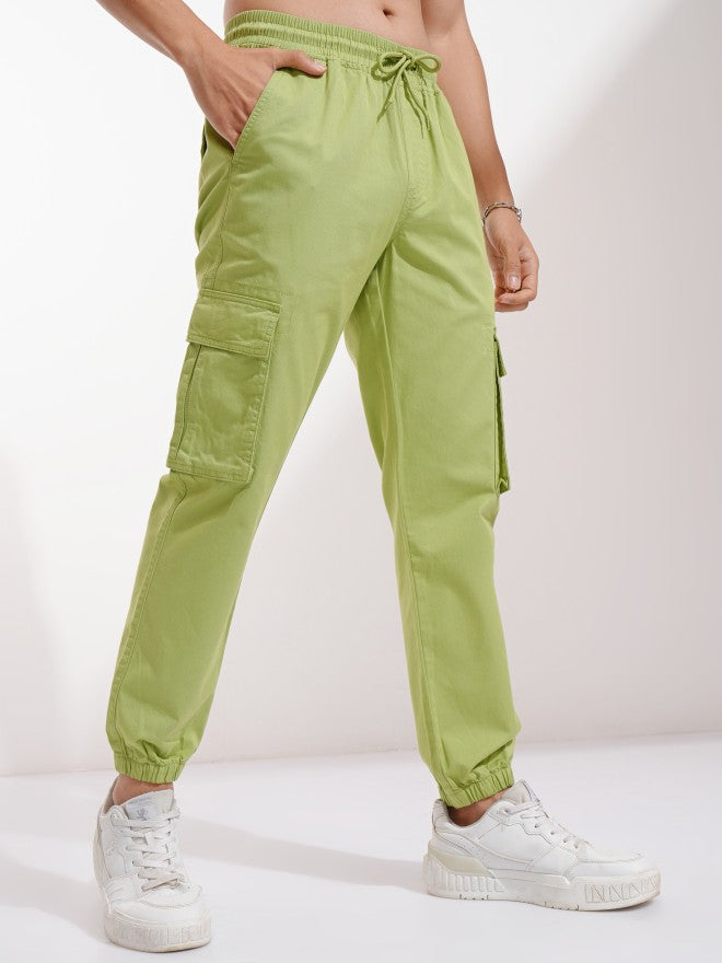 Highlander Men Green Slim Fit Solid Joggers - Green - Image 6
