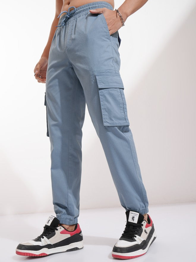 Highlander Men Grey Slim Fit Solid Joggers - Grey - Image 4