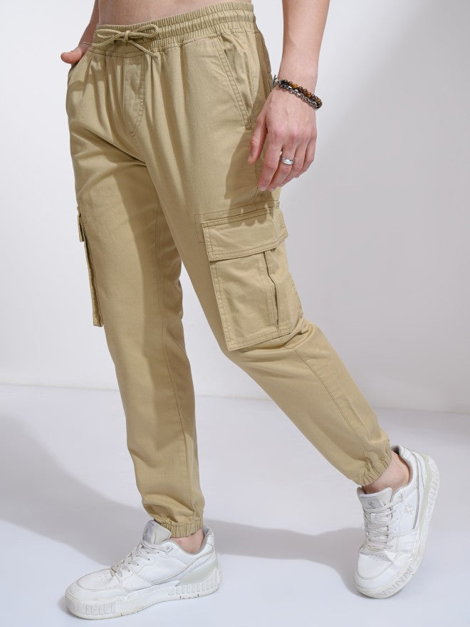 Highlander Men Brown Slim Fit Solid Joggers - Brown - Image 4