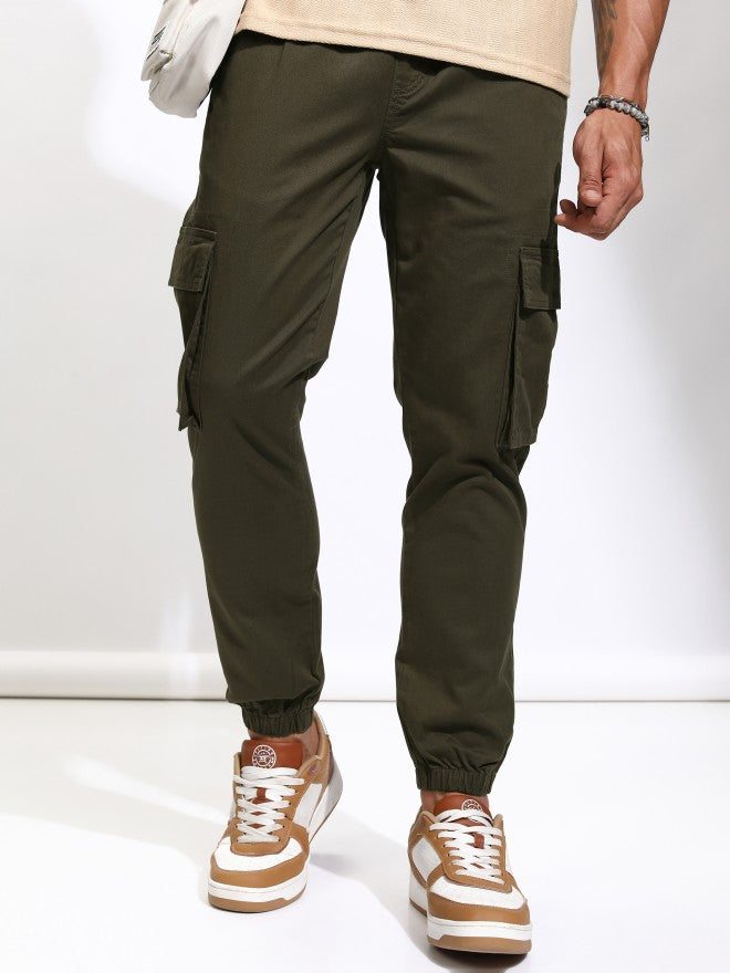Highlander Men Brown Slim Fit Solid Joggers - Brown - Image 1