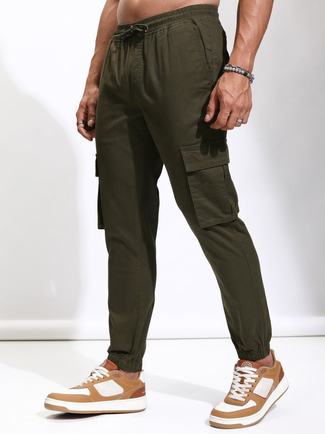 Highlander Men Brown Slim Fit Solid Joggers - Brown - Image 4