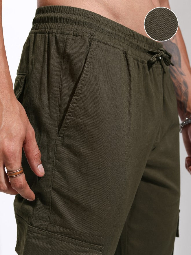 Highlander Men Brown Slim Fit Solid Joggers - Brown - Image 5