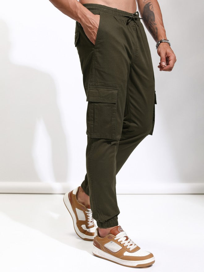 Highlander Men Brown Slim Fit Solid Joggers - Brown - Image 6