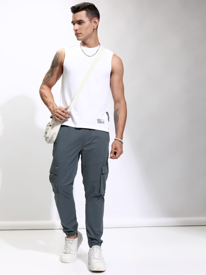 Highlander Men Blue Slim Fit Solid Joggers - Blue - Image 2
