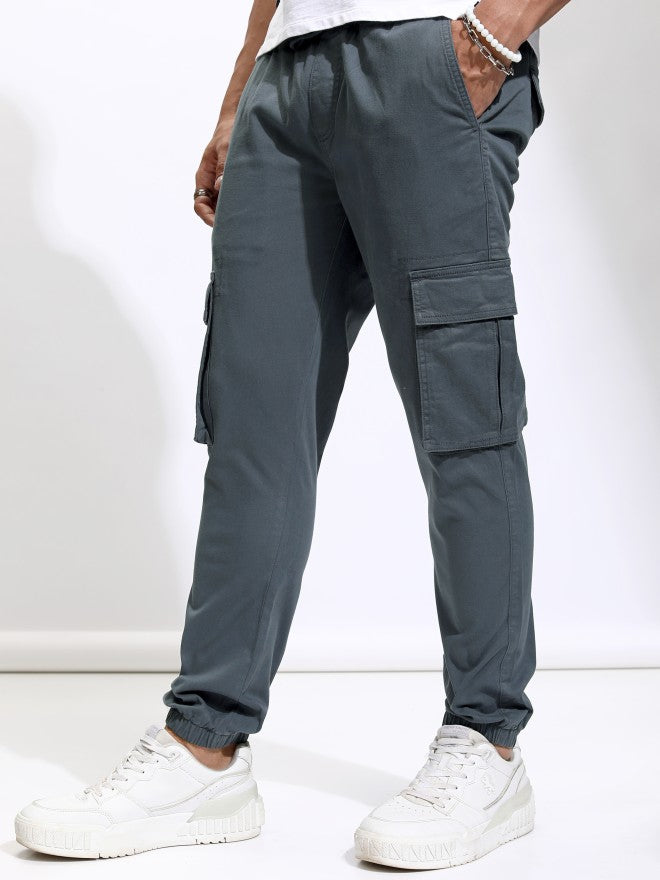 Highlander Men Blue Slim Fit Solid Joggers - Blue - Image 4