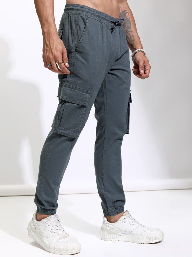 Highlander Men Blue Slim Fit Solid Joggers - Blue - Image 6