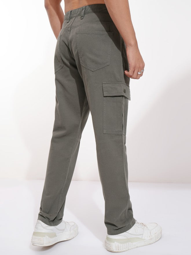 Highlander Men Grey Straight Fit Solid Cargos - Grey - Image 3