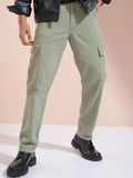 Highlander Men Grey Straight Fit Cargo Trousers - Grey - Image 1