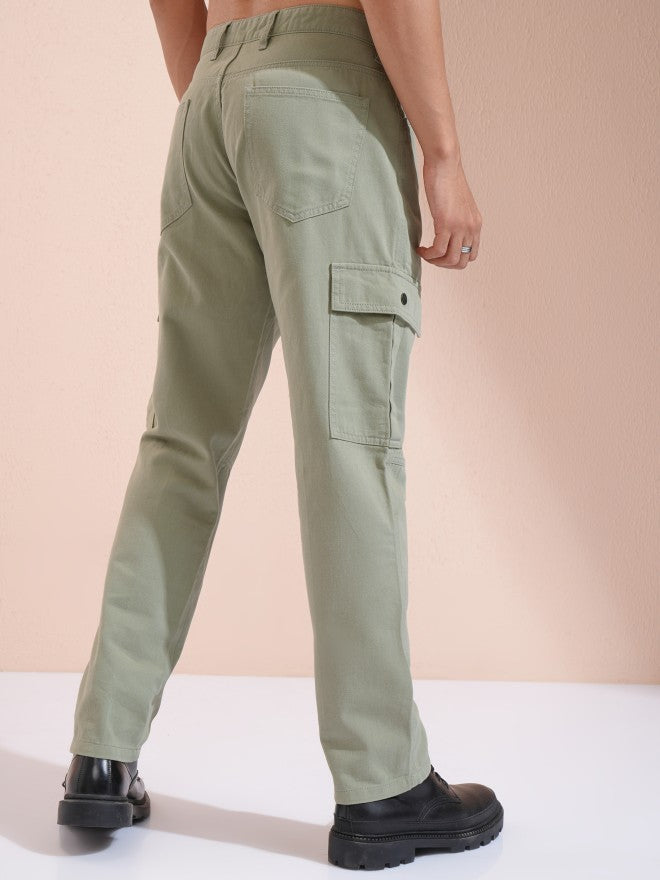Highlander Men Grey Straight Fit Cargo Trousers - Grey - Image 3