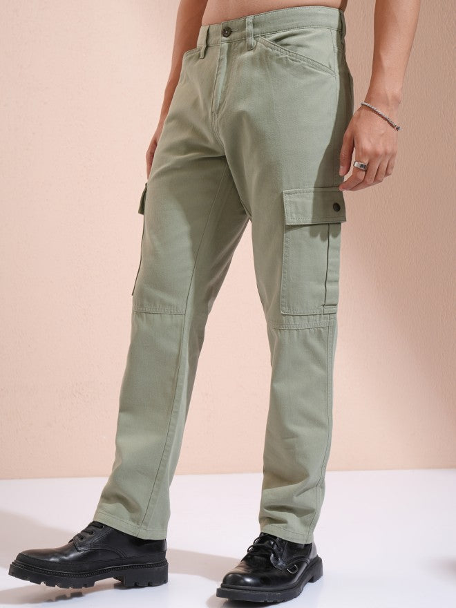 Highlander Men Grey Straight Fit Cargo Trousers - Grey - Image 4